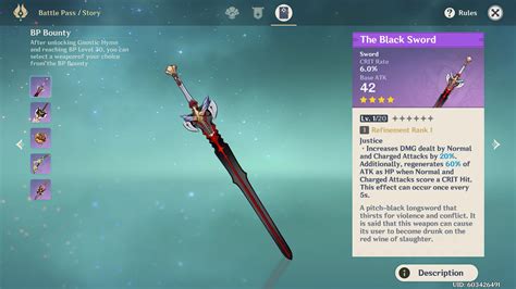 The Black <b>Sword</b>: ⭐⭐⭐⭐: 42: <b>CRIT</b> <b>Rate</b>: Justice: Increases DMG dealt by Normal and Charged Attacks by 20%. . Crit rate sword genshin